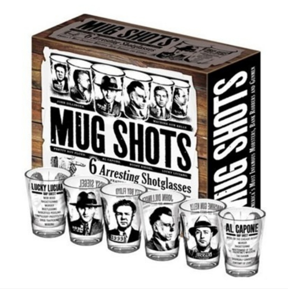 Mug Shots - 6 Piece Shot Glass Set of Famous Gangsters